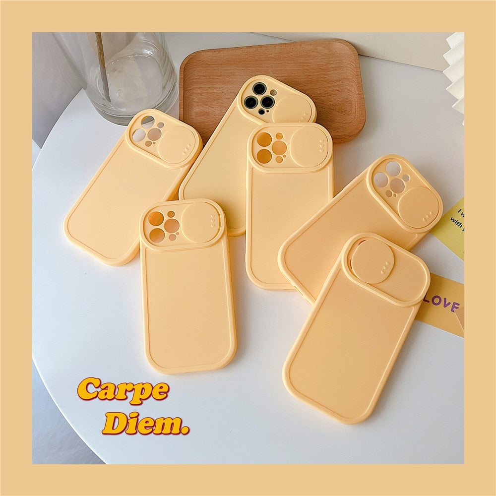 Anymob iPhone Case Yellow Slide Camera Protection Push Window Shockproof Soft Silicone Cover-Mobile Phone Cases-PEROZ Accessories
