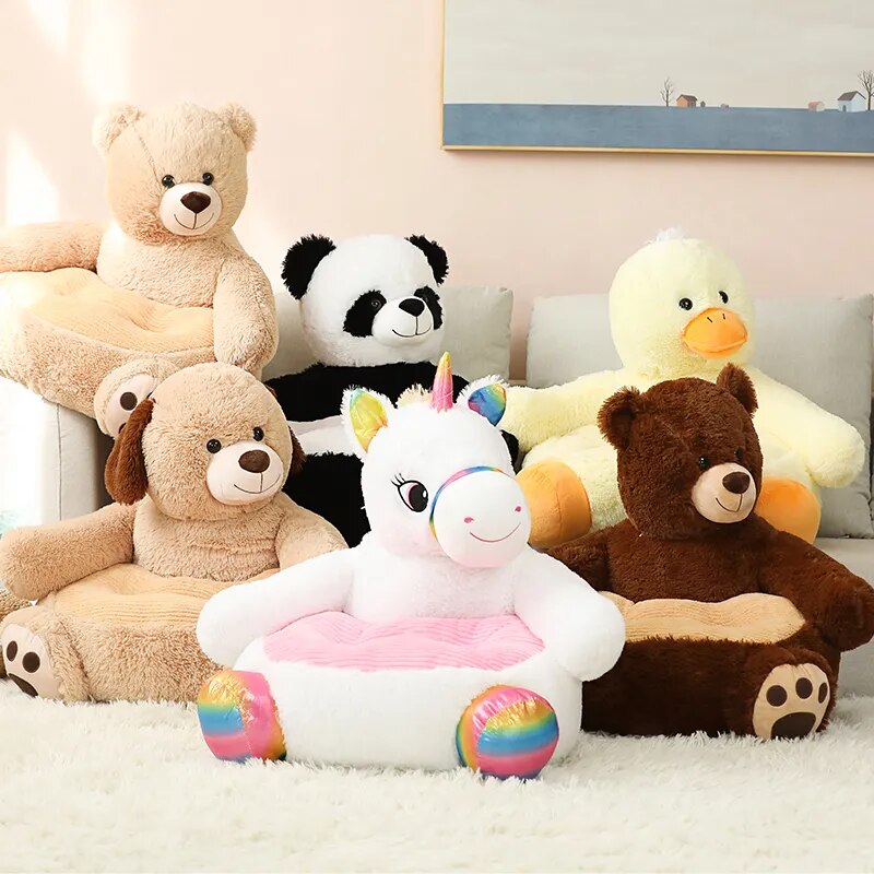 Anykidz Sofa Unicorn Skin/ Cover Only No Filling Inside Animal Shape Stuffed Soft Sofa Seat Cushion Room Decor for Kids-Kids Sofa-PEROZ Accessories
