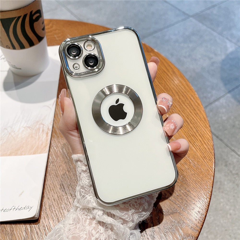 Anymob iPhone Case Gray Plating Transparent Camera Film Lens Protection Shockproof Bumper Cover-Mobile Phone Cases-PEROZ Accessories