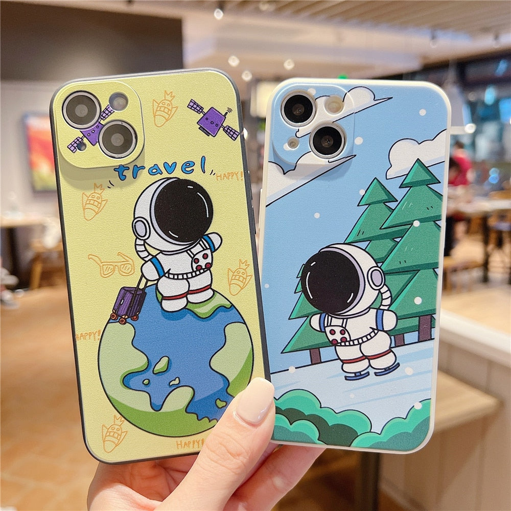 Anymob iPhone Black Astronaut Case Cartoon Soft Cover-Mobile Phone Cases-PEROZ Accessories