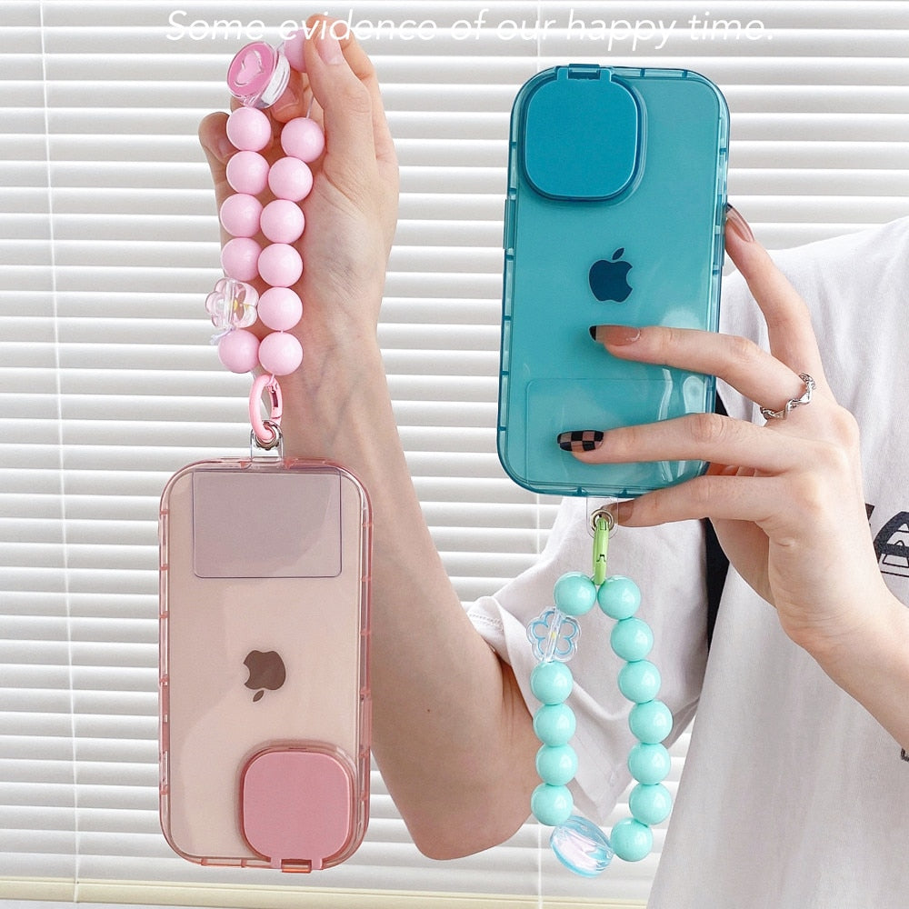 Anymob iPhone Violet Makeup Mirror Phone Case Shockproof Silicone Bracelet Cover-Mobile Phone Cases-PEROZ Accessories