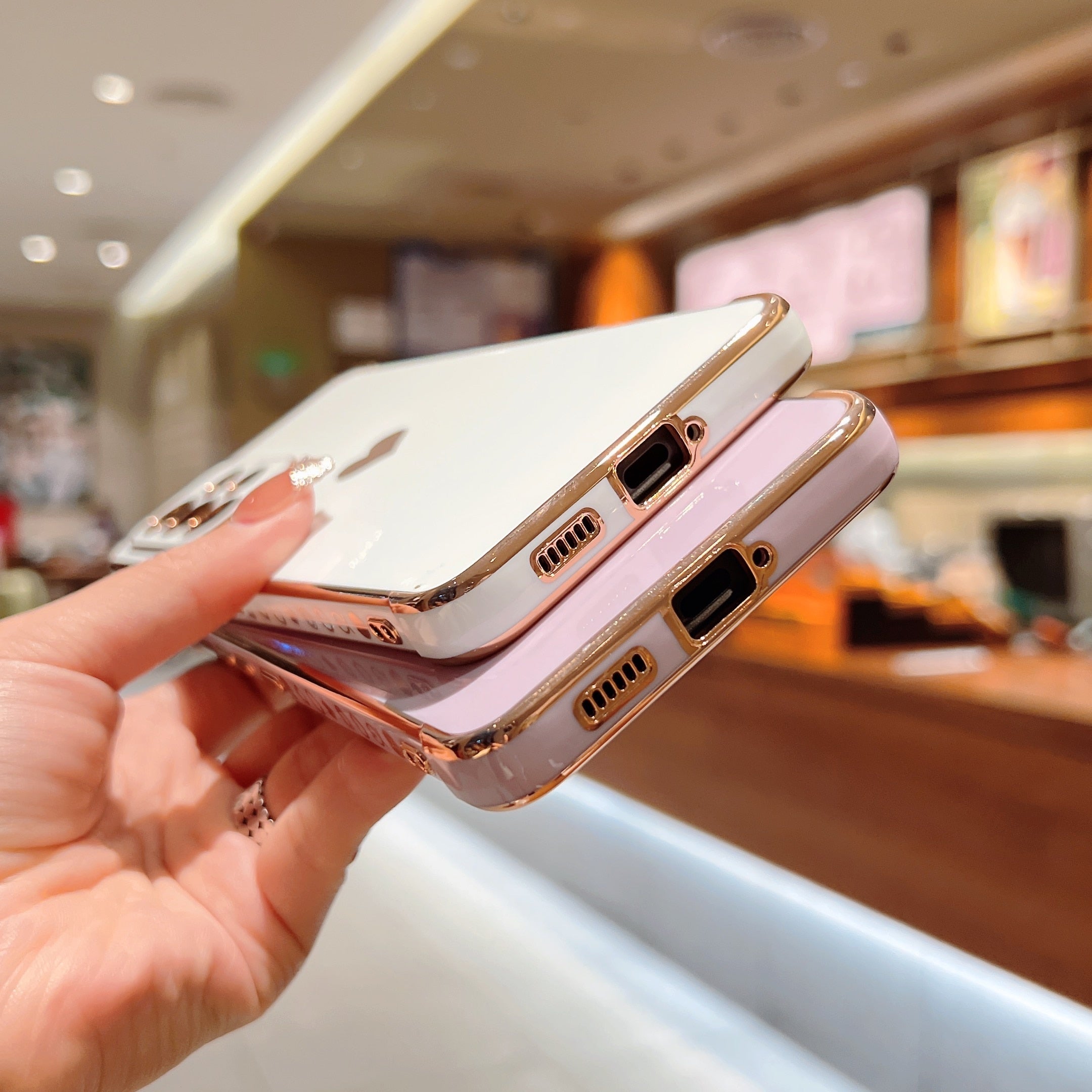 Anymob Samsung White With Bronze Plating Silicon Case Love Heart Side Pattern Phone Cover-Mobile Phone Cases-PEROZ Accessories