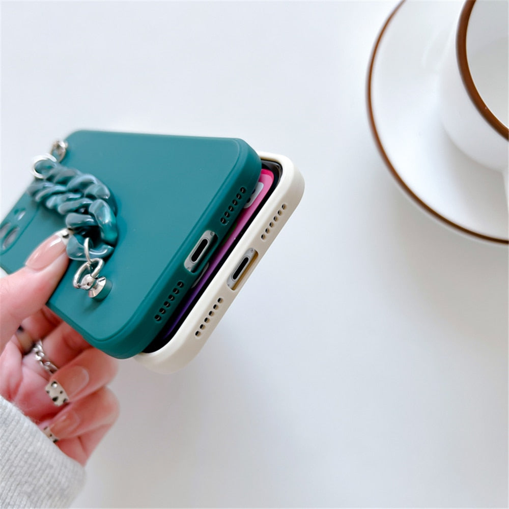 Anymob iPhone Case Dark Blue Marble Chain Soft Silicone Bracelet Phone Cover-Mobile Phone Cases-PEROZ Accessories