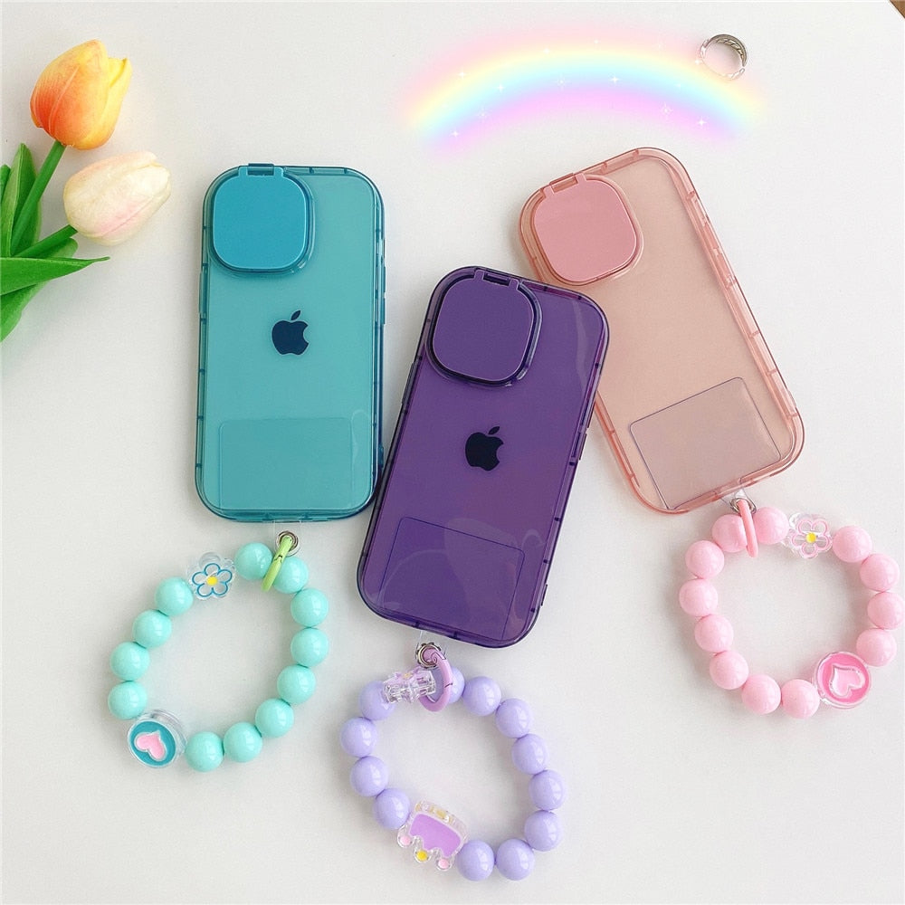 Anymob iPhone Blue Makeup Mirror Phone Case Shockproof Silicone Bracelet Cover-Mobile Phone Cases-PEROZ Accessories