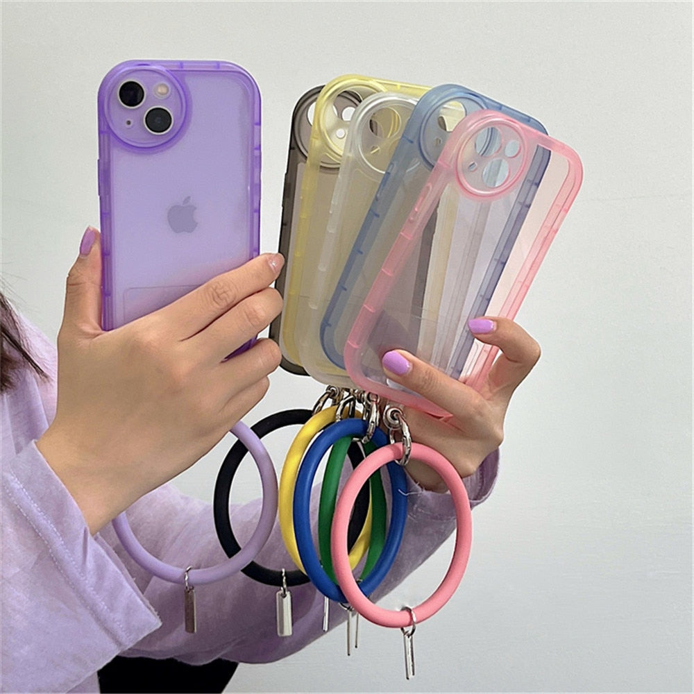 Anymob iPhone Blue Stylish Wristband Ring Clear Soft Phone Case Shockproof Bracelet Silicon Cover-Mobile Phone Cases-PEROZ Accessories