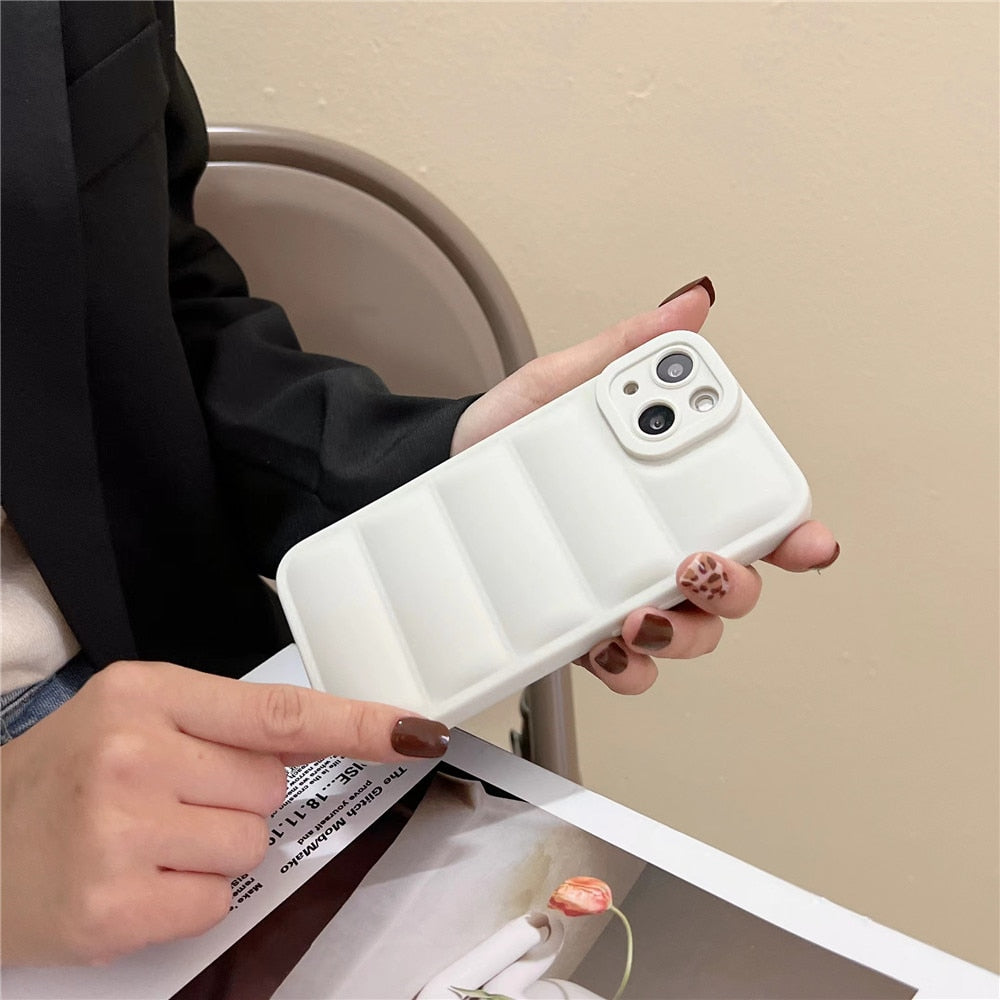 Anymob iPhone Case Black Fashion Down Jacket Soft Silicon Cover Camera Protection Shockproof Case-Mobile Phone Cases-PEROZ Accessories