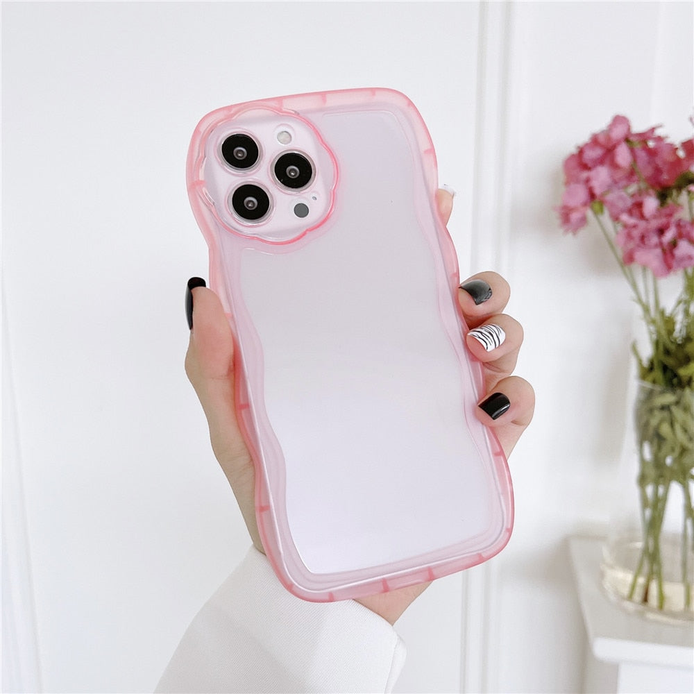 Anymob iPhone Case Light Blue Curly Wavy Shockproof Bumper Transparent Silicon Cover-Mobile Phone Cases-PEROZ Accessories