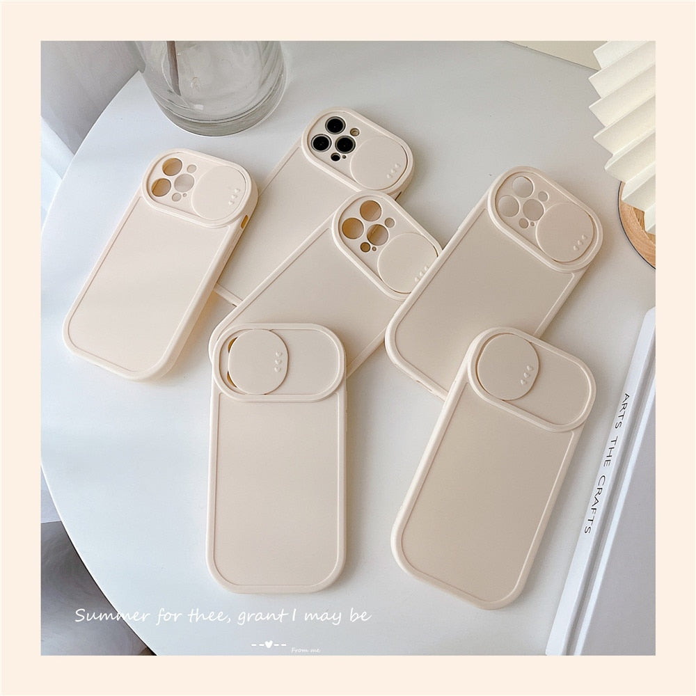 Anymob iPhone Case Yellow Slide Camera Protection Push Window Shockproof Soft Silicone Cover-Mobile Phone Cases-PEROZ Accessories