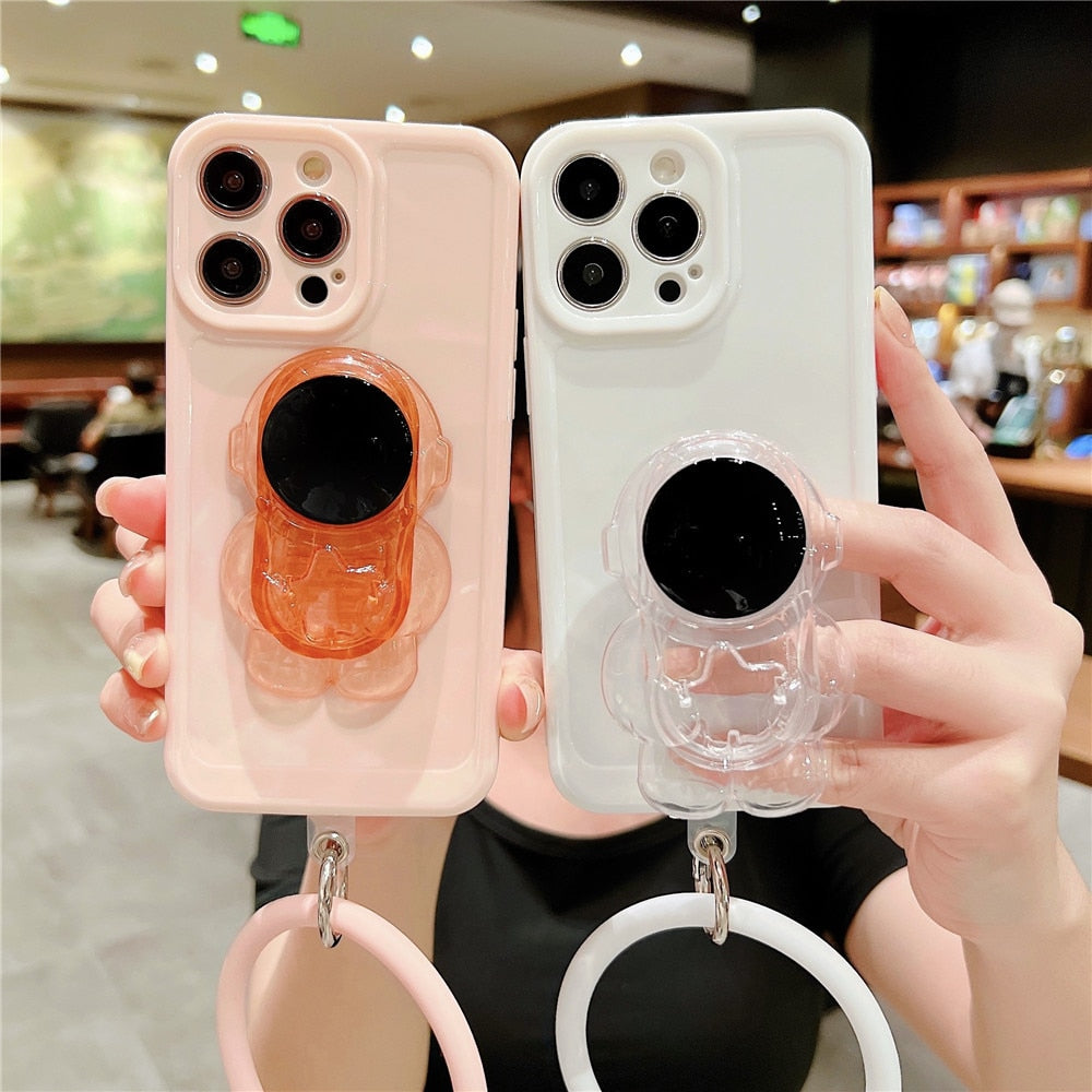 Anymob iPhone Black Astronaut Stand Holder Bracelet Case Soft Silicone Phone Cases-Mobile Phone Cases-PEROZ Accessories