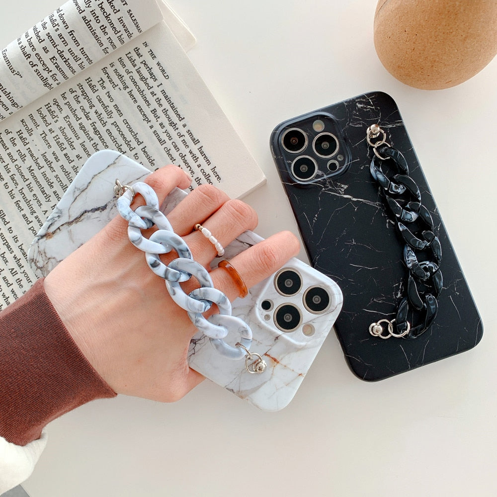 Anymob iPhone Case Gray Marble Bracelet Soft Silicon Chain Bumper Cover-Mobile Phone Cases-PEROZ Accessories