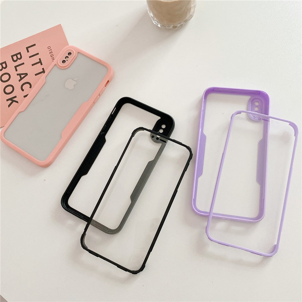 Anymob iPhone Case Blue Transparent Solid Color Bumper Silicone Shockproof Cover-Mobile Phone Cases-PEROZ Accessories