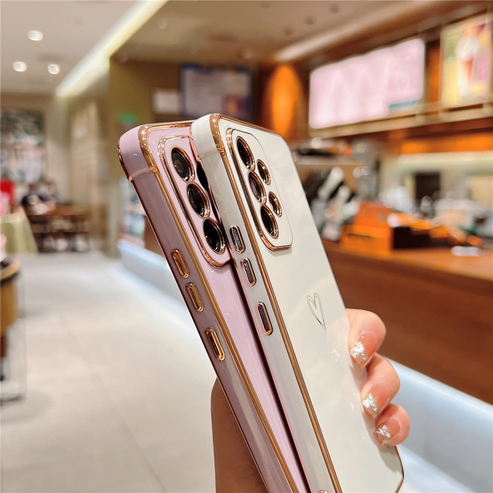 Anymob Samsung White Soft Electroplated Love Heart Phone Case Silicon Cases Cover-Mobile Phone Cases-PEROZ Accessories