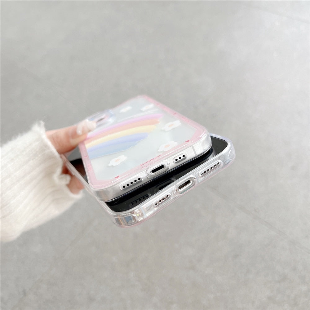 Anymob iPhone Case White Soft Transparent Rainbow Shockproof Bumper Silicone Cases Cover-Mobile Phone Cases-PEROZ Accessories