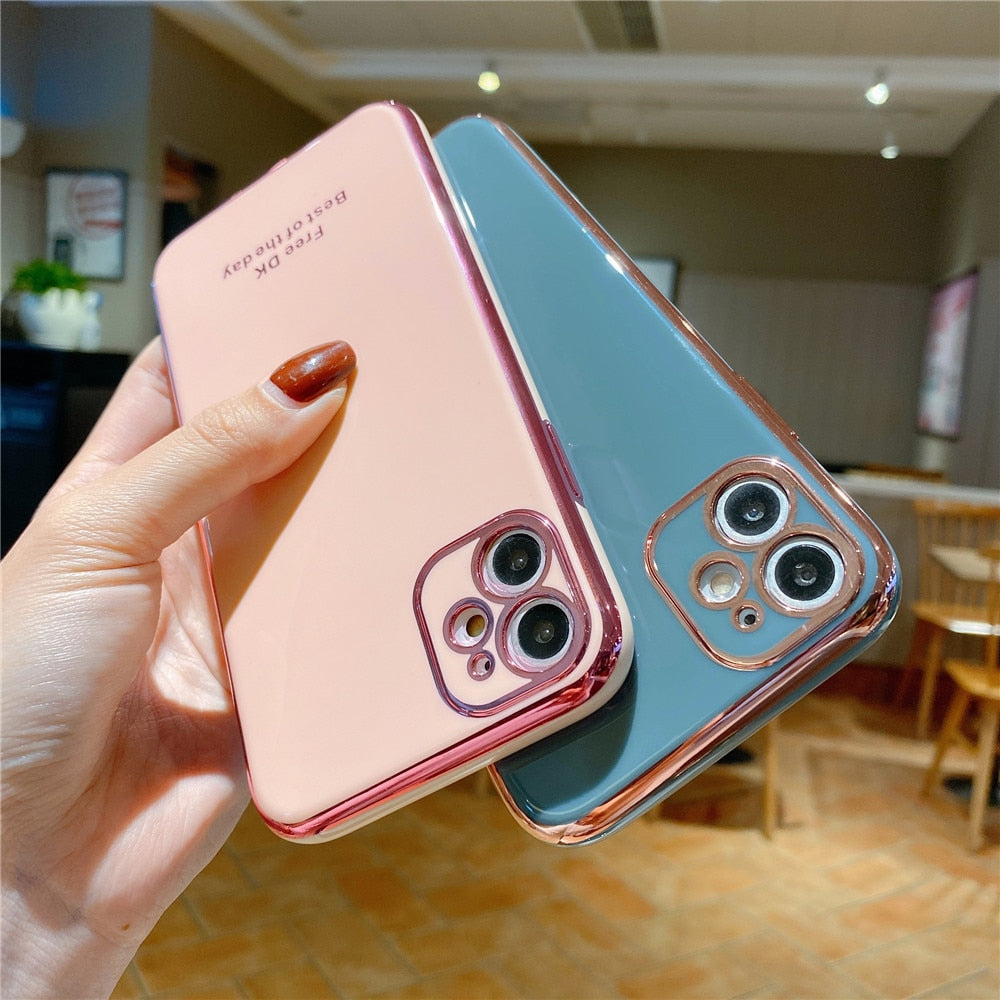 Anymob iPhone Green Plating Lens Protection Phone Case Soft Silicon Cover Case-Mobile Phone Cases-PEROZ Accessories