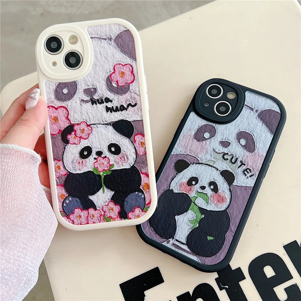 Anymob iPhone Case Shockproof Blue Cute Panda Phone Case Silicone Lens Protective Shockproof Cover-Mobile Phone Cases-PEROZ Accessories