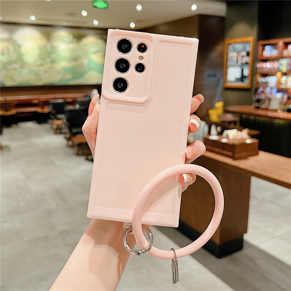 Anymob Samsung White Silicone Ring Bracelet Phone Case Candy Color Soft Shockproof Cover-Mobile Phone Cases-PEROZ Accessories