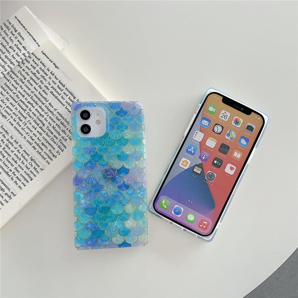 Anymob iPhone Candy Color Soft Silicone Phone Case Pattern Geometric Fish Scales Cover-Mobile Phone Cases-PEROZ Accessories