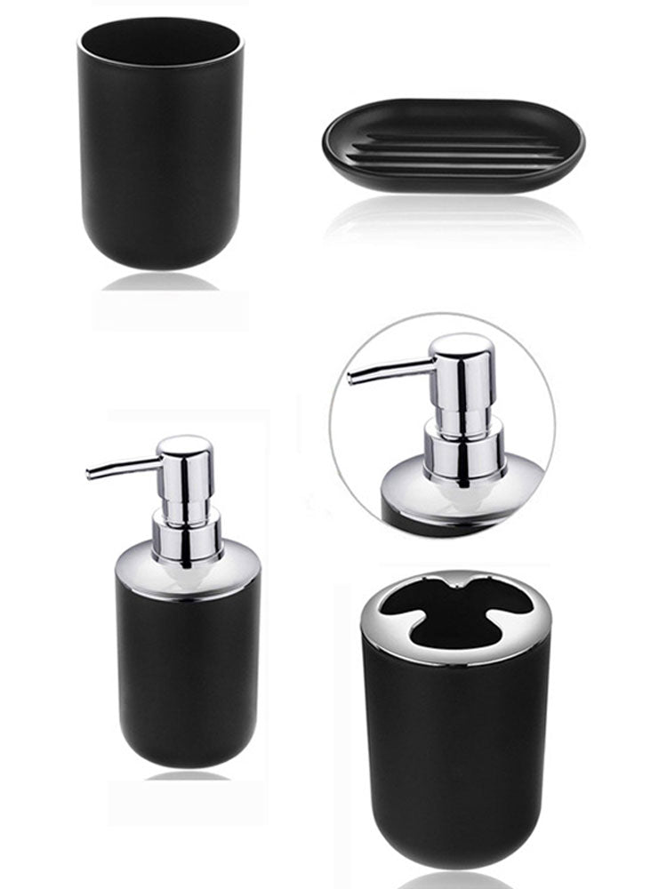 Anyhouz Plastic Bathroom Accessories Sets White Toilet Brush Soap Dish Toothpaste Dispenser Swing Lid Trash Washable for Bath Accessories-Bathroom and Toilet Accessories-PEROZ Accessories