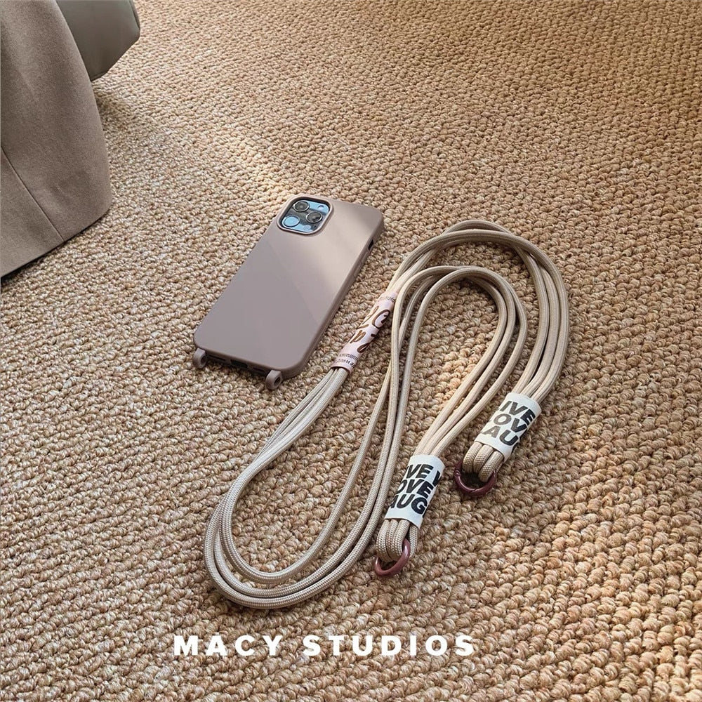 Anymob iPhone Lavender Crossbody Lanyard Neck Strap Cord Case Matte Soft Silicone Cover-Mobile Phone Cases-PEROZ Accessories
