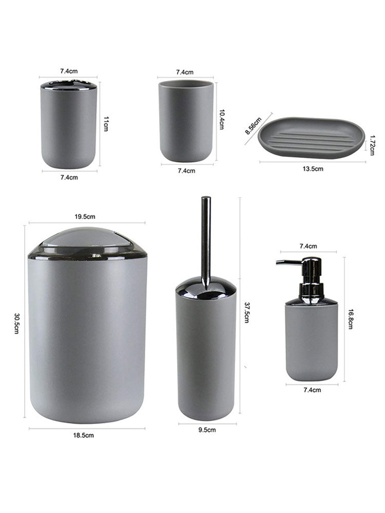 Anyhouz Plastic Bathroom Accessories Sets Gray Toilet Brush Soap Dish Toothpaste Dispenser Swing Lid Trash Washable for Bath Accessories-Bathroom and Toilet Accessories-PEROZ Accessories
