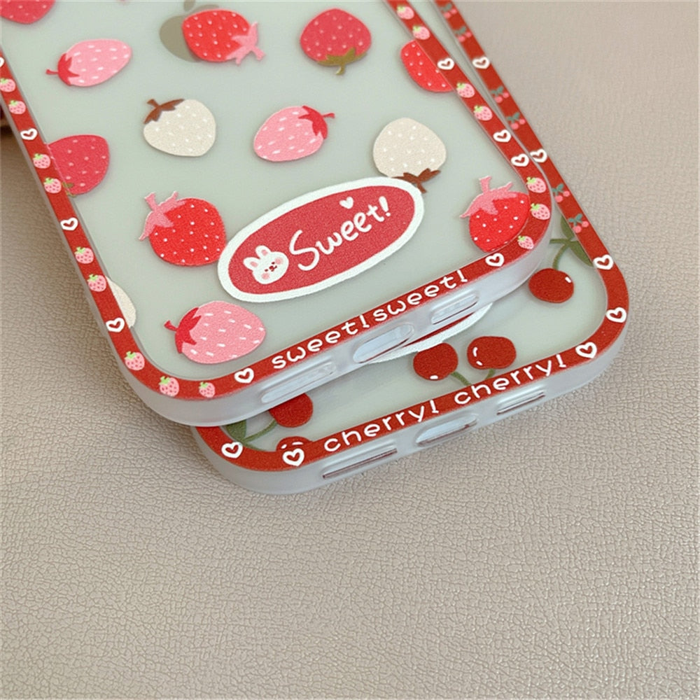 Anymob iPhone Case Lovely Cherry Love Heart Camera Protection Clear Silicone Bumper-Mobile Phone Cases-PEROZ Accessories