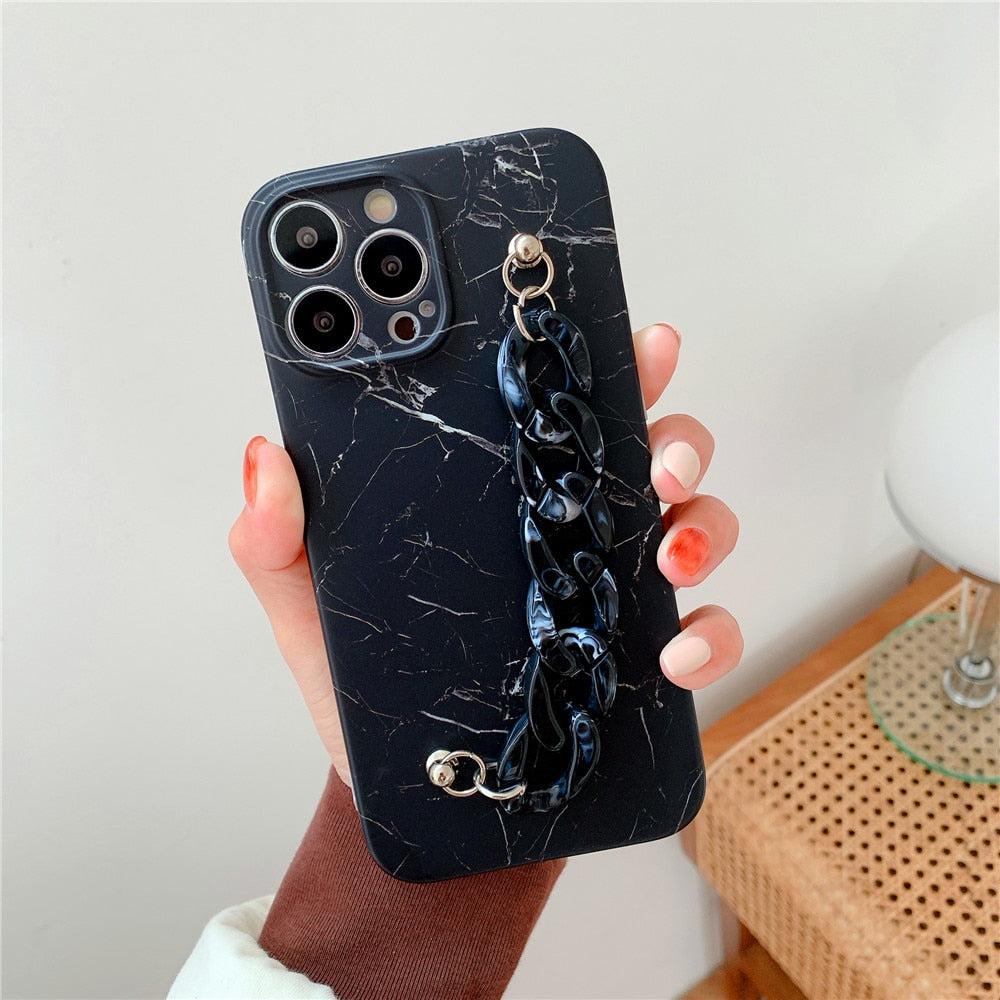 Anymob iPhone Case Gray Marble Bracelet Soft Silicon Chain Bumper Cover-Mobile Phone Cases-PEROZ Accessories
