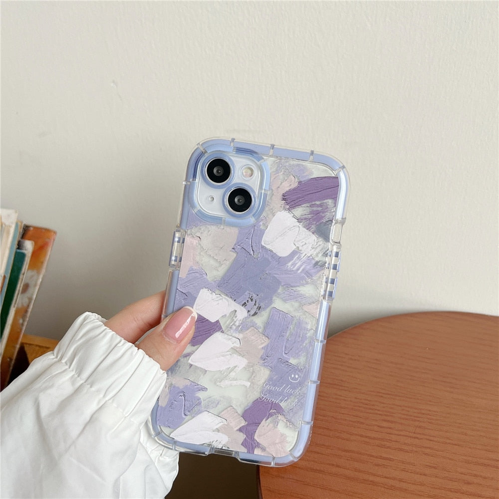 Anymob iPhone Yellow Graffiti Oil Painting Phone Case Luminous Shockproof Soft Cover-Mobile Phone Cases-PEROZ Accessories