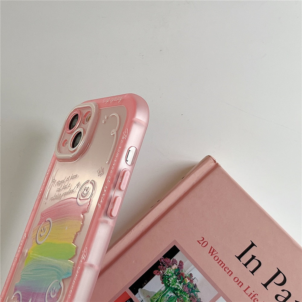 Anymob iPhone Case Purple Soft Silicone Art Colorful Smile Face Flower Bumper Cover-Mobile Phone Cases-PEROZ Accessories