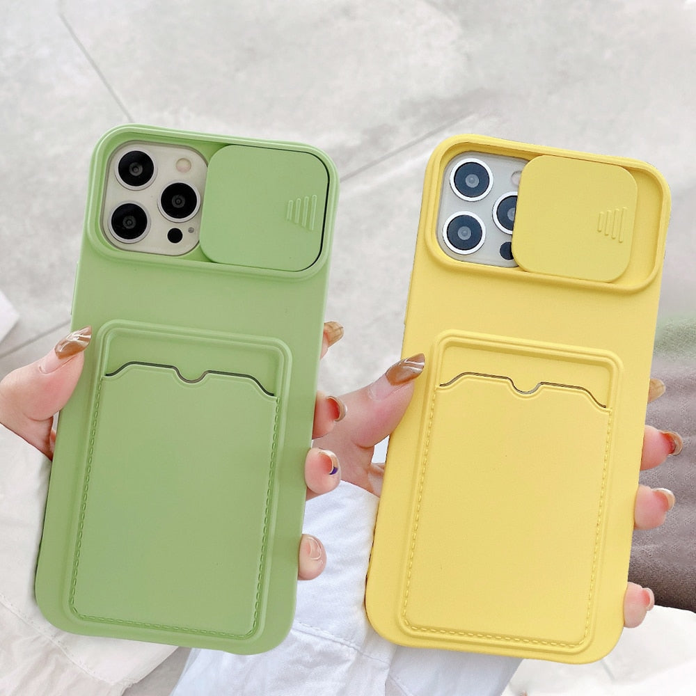 Anymob iPhone Case Yellow Push Window Slide Camera Protection Soft Silicone Cover-Mobile Phone Cases-PEROZ Accessories