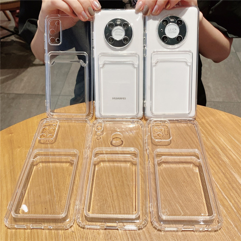 Anymob Xiaomi Redmi Case Transparent Card Slot Holder Phone Pocket Bag Cover Protection-Mobile Phone Cases-PEROZ Accessories