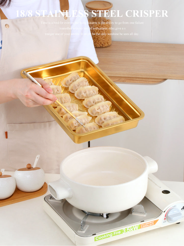 Anygleam Silver 2Pcs Food Grade Stainless Steel Crisper Box Food Storage with Lid-Kitchen & Dining-PEROZ Accessories