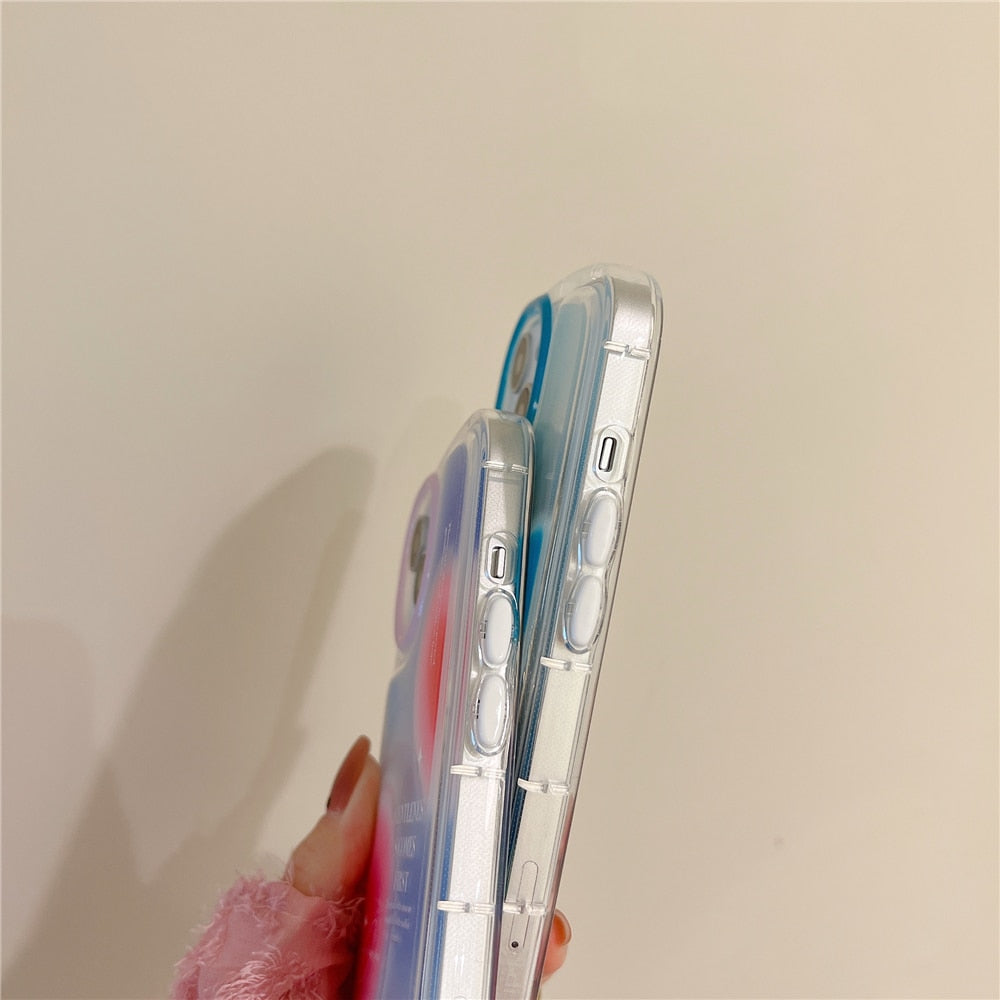 Anymob iPhone Case Blue Love Heart Transparent Soft Silicone Bumper Shockproof Clear Back Cover-Mobile Phone Cases-PEROZ Accessories