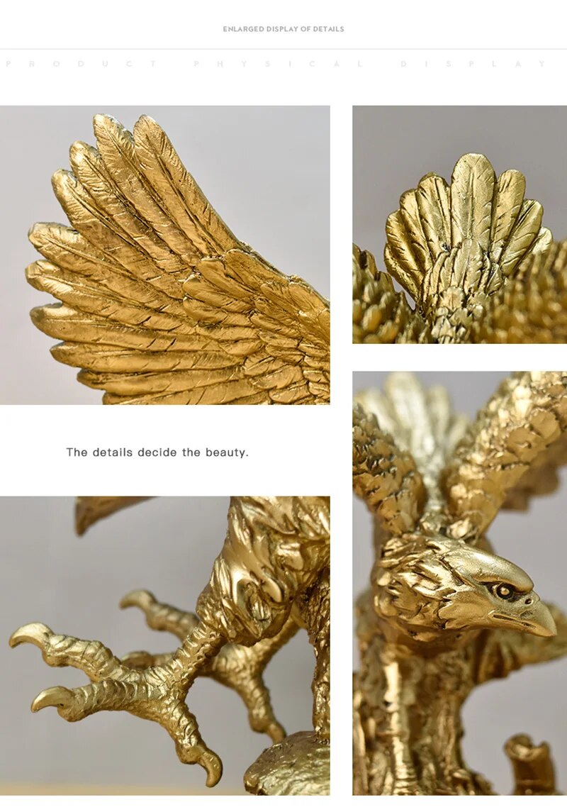 Anyhouz Home Figurine Golden Eagle Statue XS Resin for Living Room Desktop Decoration Accessories Gifts-Sculptures & Statues-PEROZ Accessories