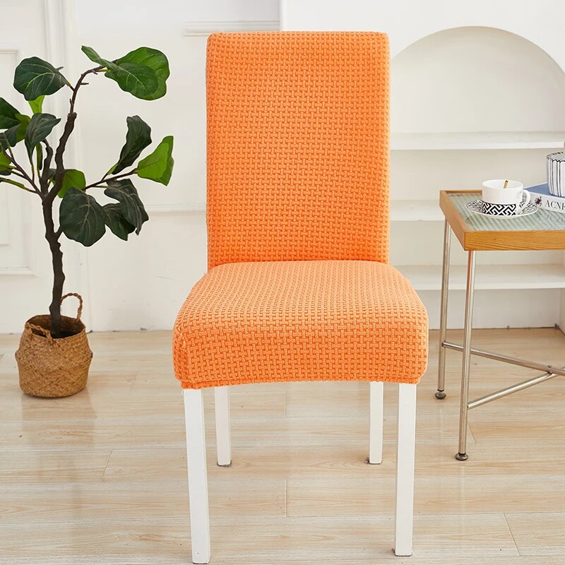 Anyhouz Chair Cover Orange Micro Knitted Design with Elastic Material for Dining Room Kitchen Wedding Hotel Banquet Restaurant-Chair Cover-PEROZ Accessories