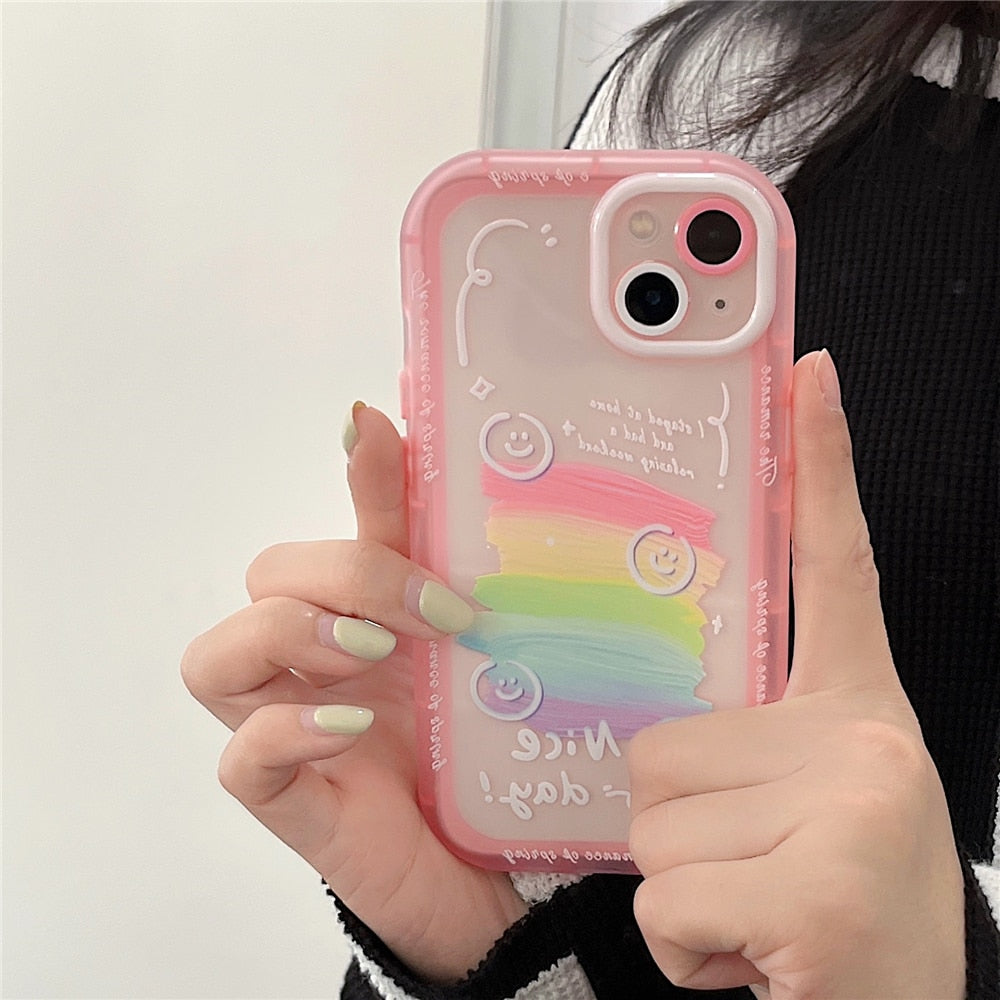 Anymob iPhone Case Purple Soft Silicone Art Colorful Smile Face Flower Bumper Cover-Mobile Phone Cases-PEROZ Accessories