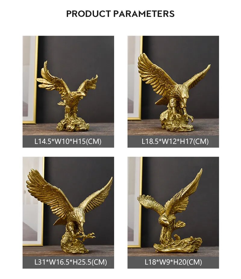 Anyhouz Home Figurine Golden Eagle Statue XS Resin for Living Room Desktop Decoration Accessories Gifts-Sculptures & Statues-PEROZ Accessories