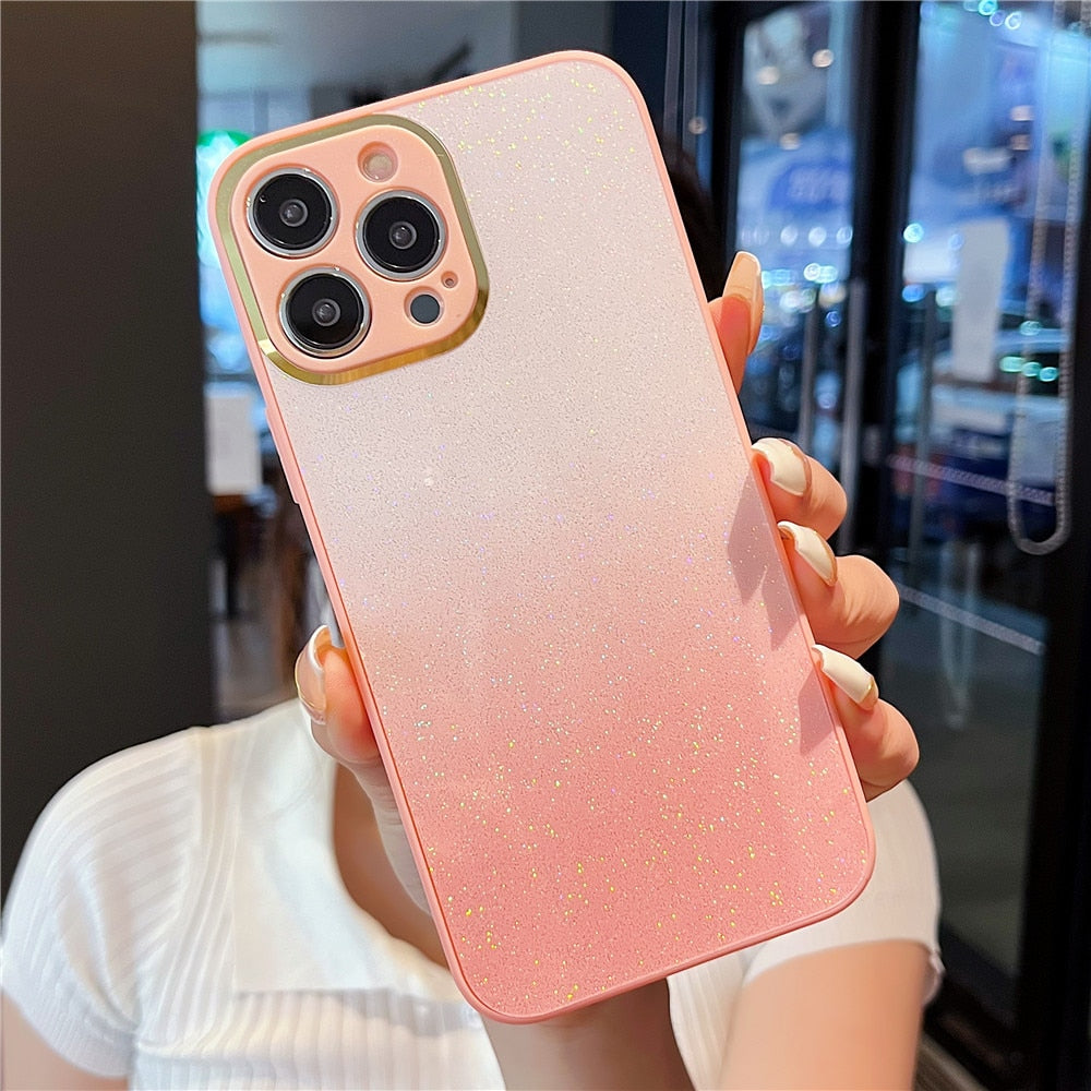 Anymob iPhone Case Mint Green Gradient Glitter Soft Shockproof Back Cover Shell-Mobile Phone Cases-PEROZ Accessories