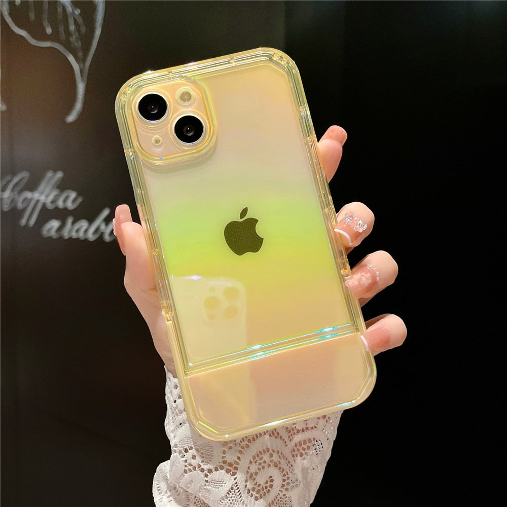Anymob iPhone Case Brown Laser Clear Bumper Stand Holder Shockproof Soft Silicone Back Cover-Mobile Phone Cases-PEROZ Accessories