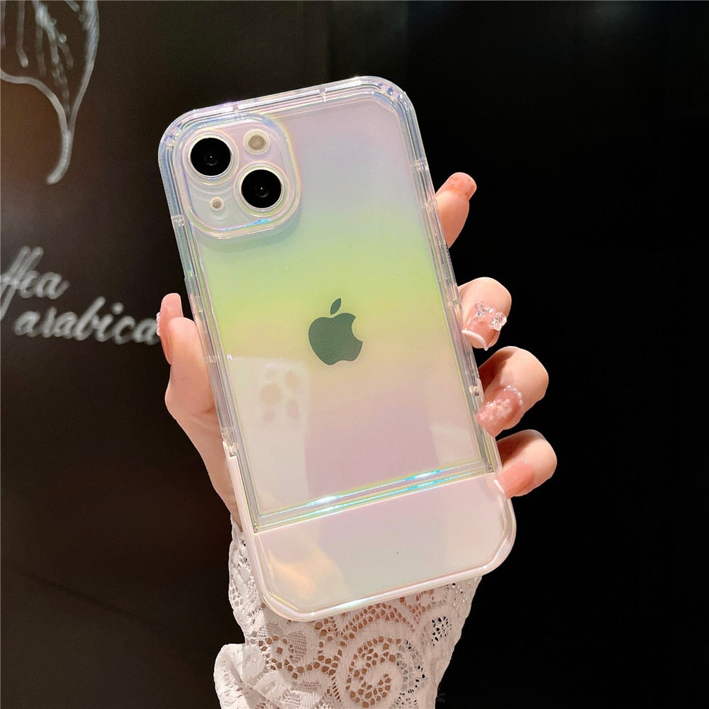 Anymob iPhone Case Brown Laser Clear Bumper Stand Holder Shockproof Soft Silicone Back Cover-Mobile Phone Cases-PEROZ Accessories