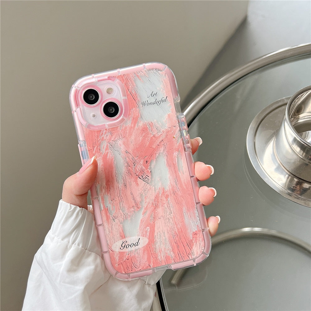 Anymob iPhone Gray Graffiti Oil Painting Phone Case Luminous Shockproof Soft Cover-Mobile Phone Cases-PEROZ Accessories