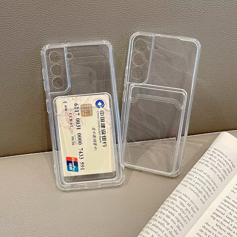 Anymob Samsung Case Transparent Card Holder Bag Shockproof Soft Silicone Phone Cover-Mobile Phone Cases-PEROZ Accessories