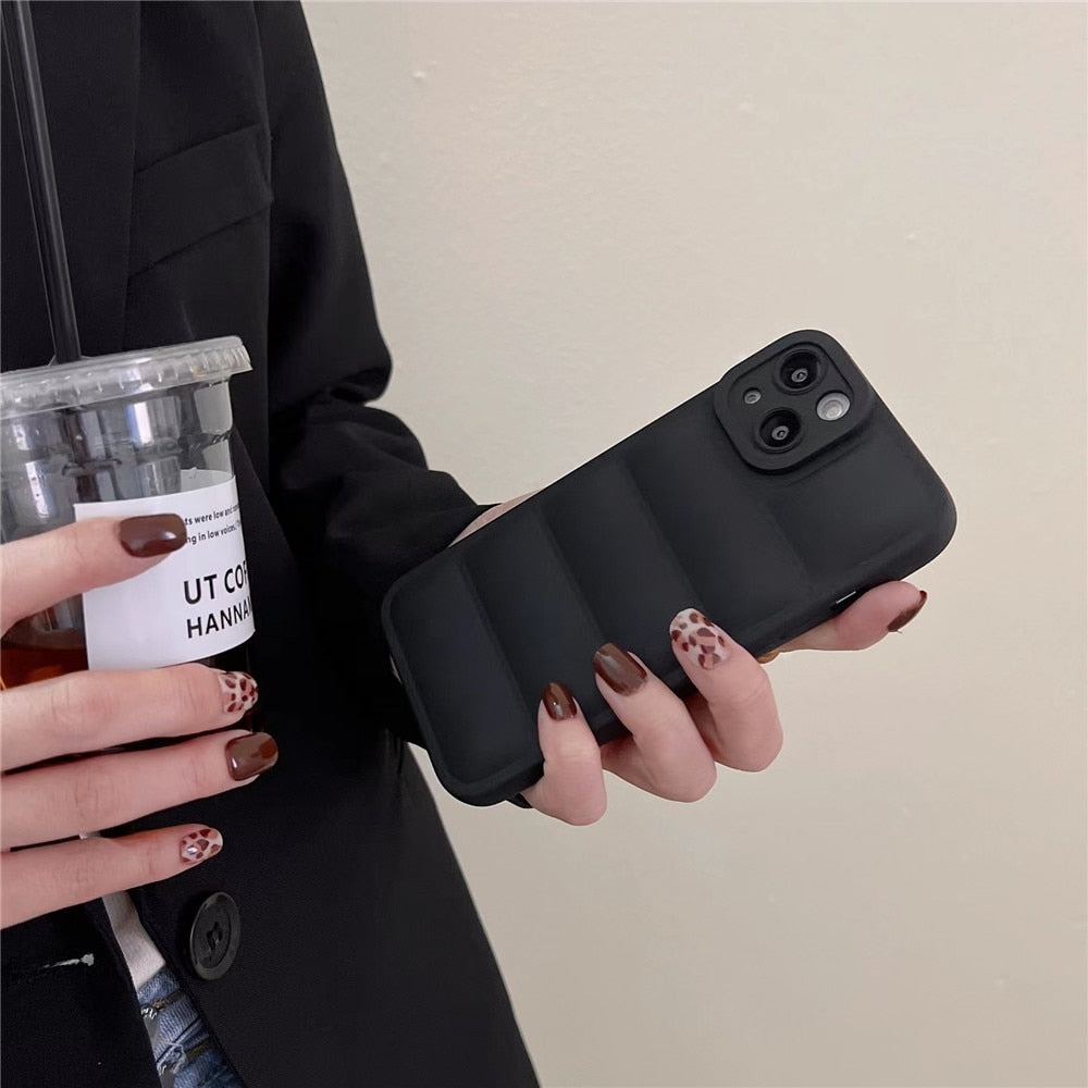 Anymob iPhone Case White Fashion Down Jacket Soft Silicon Cover Camera Protection Shockproof Case-Mobile Phone Cases-PEROZ Accessories
