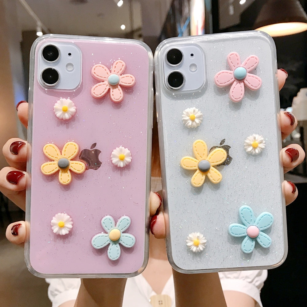 Anymob iPhone Pink 3D Flower Case Soft Silicone Shockproof Cover-Mobile Phone Cases-PEROZ Accessories