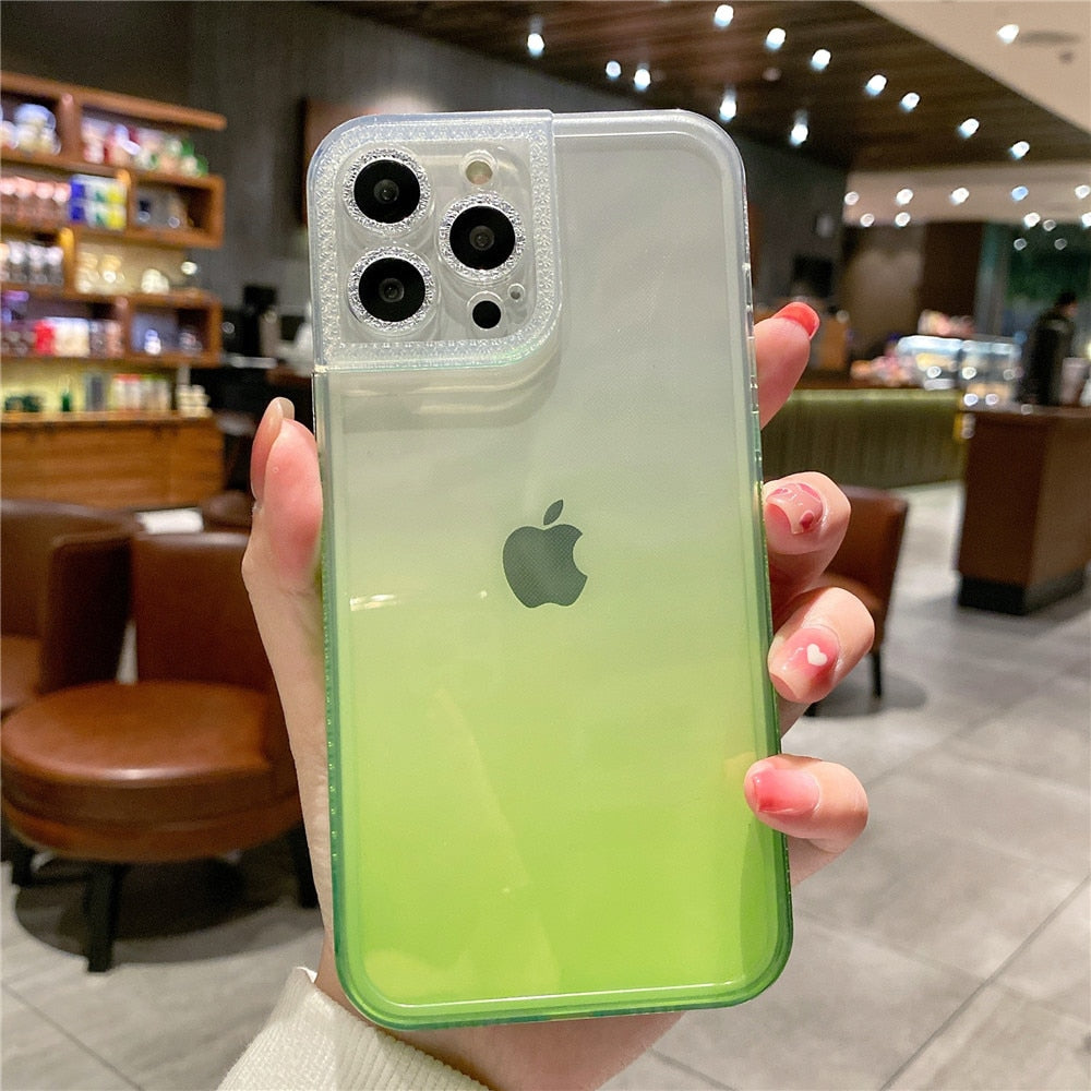 Anymob iPhone Case Purple Gradient Soft Clear Diamond Camera Protection Cover-Mobile Phone Cases-PEROZ Accessories