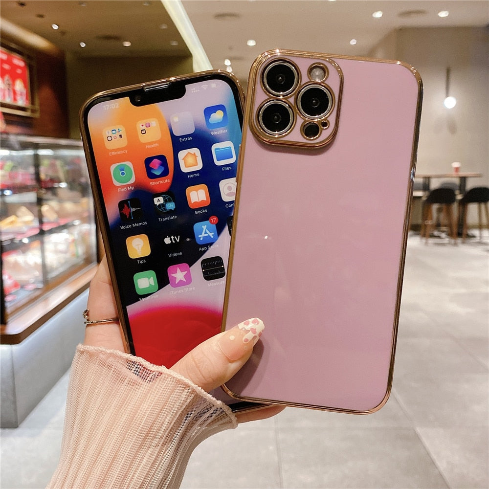 Anymob iPhone Case Light Purple Electroplated Lens Protection Soft Silicon Back Cover-Mobile Phone Cases-PEROZ Accessories