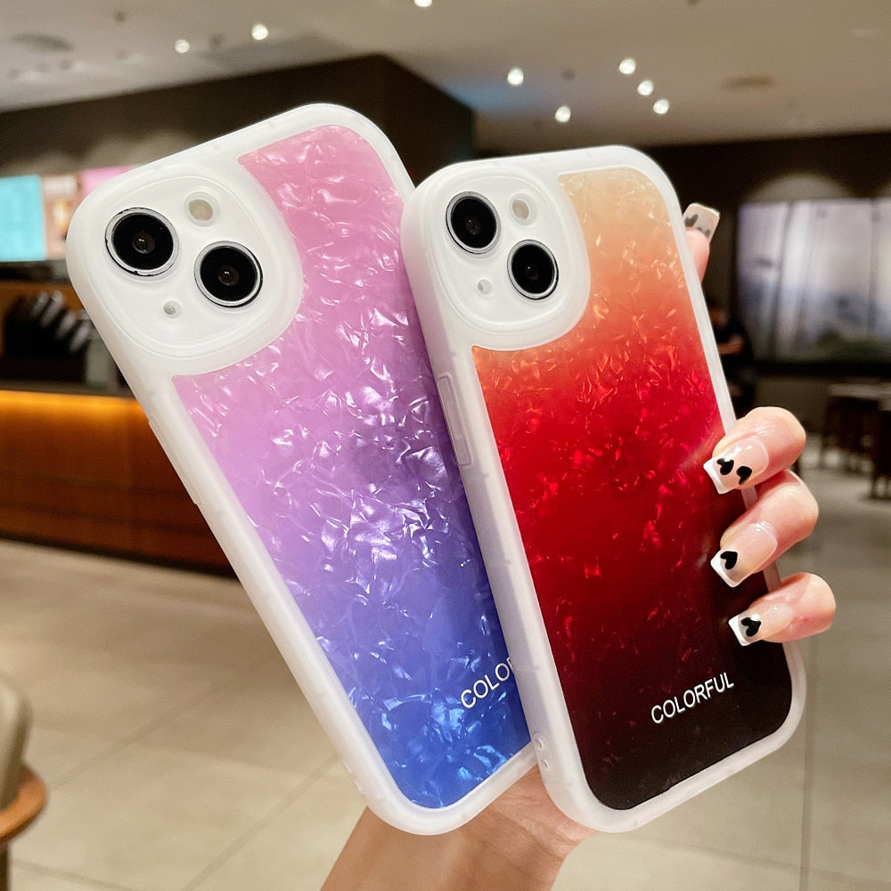 Anymob iPhone Case Violet Gradient Dream Shell Pattern Silicone Shockproof Back Cover-Mobile Phone Cases-PEROZ Accessories