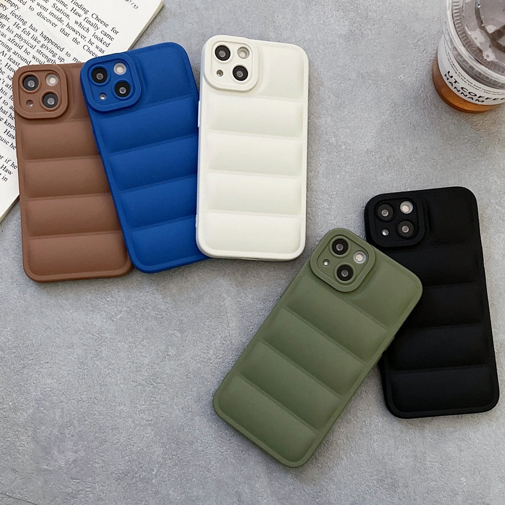 Anymob iPhone Case Black Fashion Down Jacket Soft Silicon Cover Camera Protection Shockproof Case-Mobile Phone Cases-PEROZ Accessories