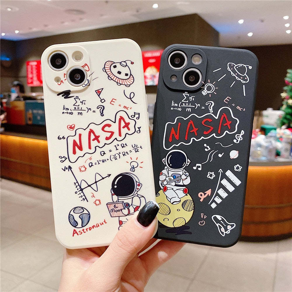 Anymob iPhone Black Astronaut Case Cartoon Soft Cover-Mobile Phone Cases-PEROZ Accessories