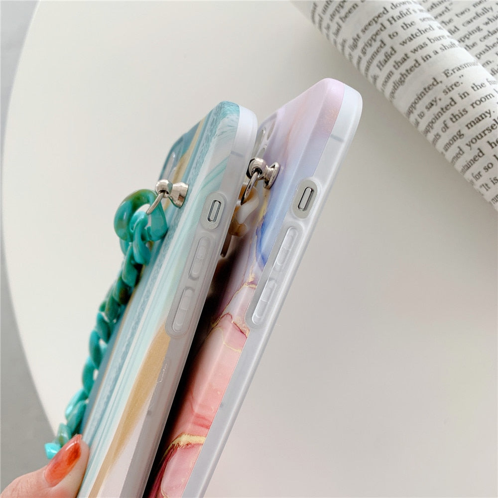 Anymob iPhone Case Gray Marble Bracelet Soft Silicon Chain Bumper Cover-Mobile Phone Cases-PEROZ Accessories