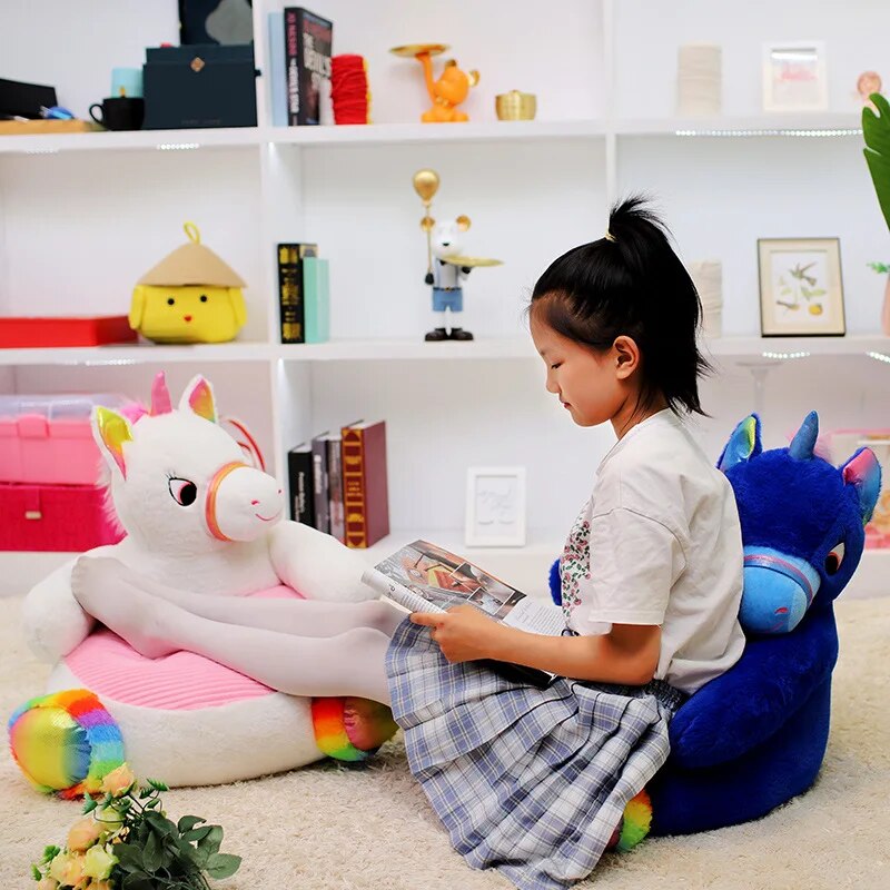 Anykidz Sofa Gray Rabbit Animal Shape Stuffed Soft Sofa Seat Cushion Room Decor for Kids-Kids Sofa-PEROZ Accessories